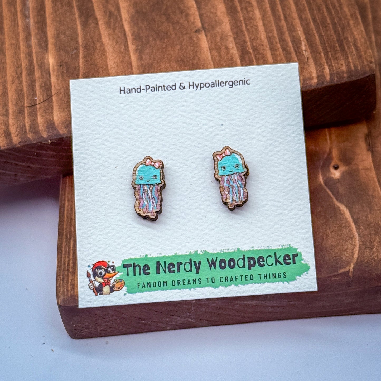 JELLYFISH Stud Earrings — Hand-Painted | Nerdy Earrings | Quirky Earrings | Weird Earrings | Anime Earrings | Fandom | Cosplay | Stocking Stuffers | Gifts for Her | Ocean Lovers | Ocean Creatures