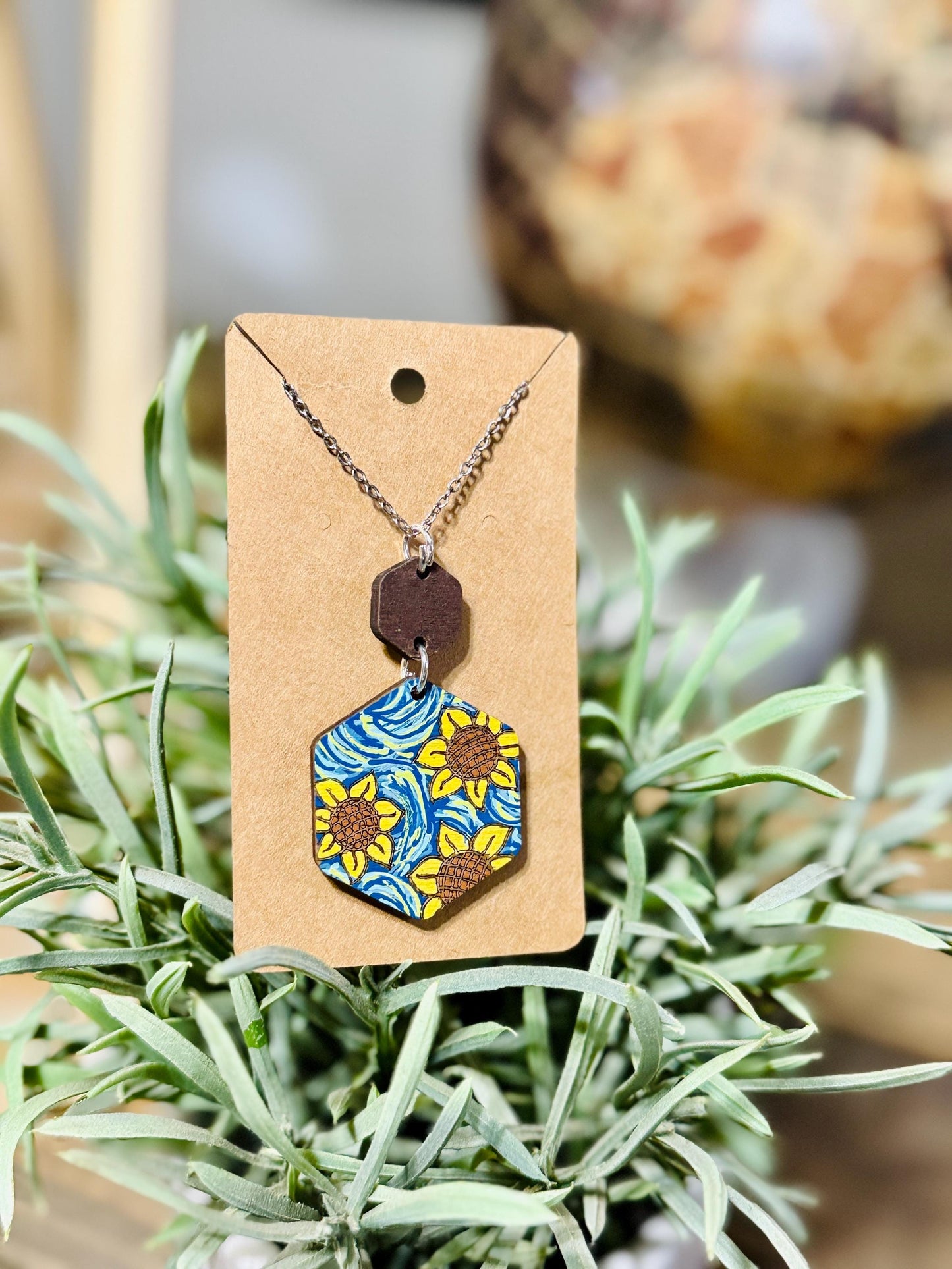 Hand-Painted Van Gogh Sunflower Jewelry Set | Earrings & Necklace Combo | Floral Statement Jewelry | Unique Artisan Gift for Her | Sunflower