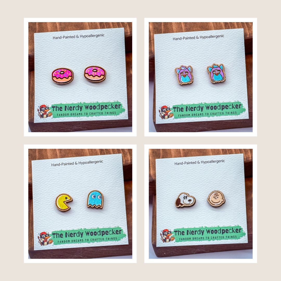 Hand-Painted Wooden Earrings
