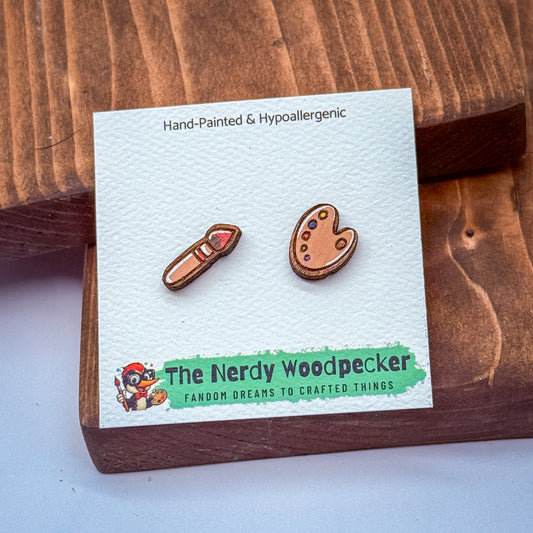 ARTIST Stud Earrings — Hand-Painted | Nerdy Earrings | Quirky Earrings | Weird Earrings | Anime Earrings | Fandom | Cosplay | Stocking Stuffers | Gifts for Her | Teacher Gift
