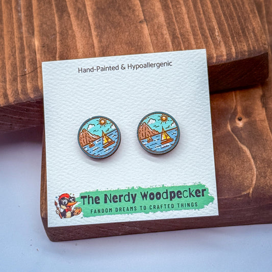 SCENERY Stud Earrings  — Hand-Painted | Travel Earrings | Quirky Earrings | Weird Earrings | Anime Earrings | Fandom| Stocking Stuffers | Gifts for Her | Nature Gift | Travel Gift | Travel Lovers