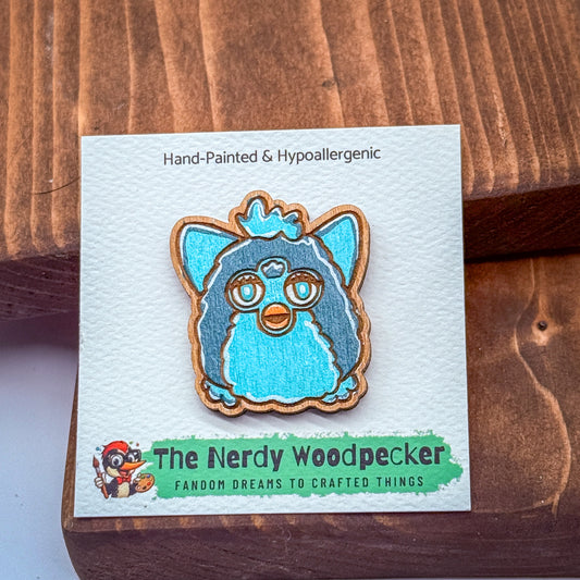 FURBY Wood Pin — Hand-Painted | Fandom Flair | Backpack Pin | Jacket Pin | Nerdy Gift | Gamer Gift | Girlfriend Gift | Geek Gift | Anime Gift | 90s