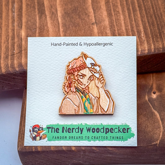 SABITO Wood Pin — Hand-Painted | Fandom Flair | Backpack Pin | Jacket Pin | Nerdy Gift | Gamer Gift | Geek Gift | Anime Gift | Demon Slayer