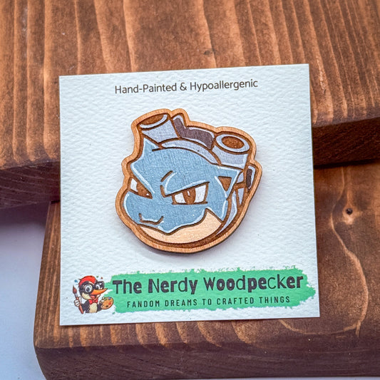 BLASTOISE Wood Pin — Hand-Painted | Fandom Flair | Backpack Pin | Jacket Pin | Nerdy Gift | Gamer Gift | Geek Gift | Anime Gift | Pokemon Gift | Pokemon Pin