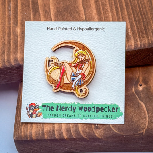 SAILOR MOON Wood Pin — Hand-Painted | Fandom Flair | Backpack Pin | Jacket Pin | Nerdy Gift | Gamer Gift | Geek Gift | Anime Gift | Sailor Venus