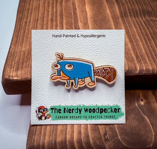 PERRY THE PLATYPUS Wood Pin — Hand-Painted | Fandom Flair | Backpack Pin | Jacket Pin | Nerdy Gift | Gamer Gift | Geek Gift | Anime Gift | Disney Pins