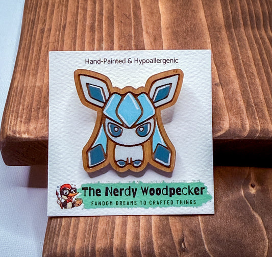 GLACEON Wood Pin — Hand-Painted | Fandom Flair | Backpack Pin | Jacket Pin | Nerdy Gift | Gamer Gift | Geek Gift | Anime Gift | Pokemon Gift | Pokemon Pins